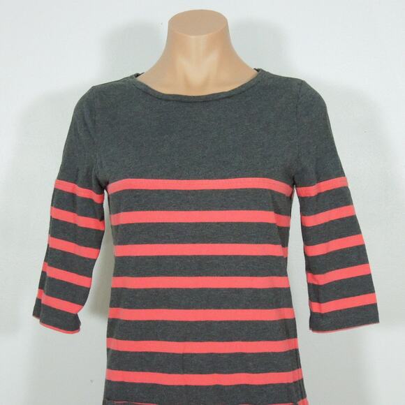 BODEN Shirt Mini Dress Womens Striped 3/4 Sleeves Two Front Pockets - Picture 2 of 6